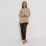 Toloer / Winter 2024 Round Collar Loose Long Sleeve Basic Casual Sweater