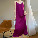 Acetate Silk Sling Dress Women Summer Loose Inside The Long Dress French Design Fairy Set Of