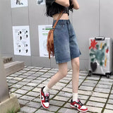 Toloer Hong Kong Style Wide-Leg Denim Shorts Women's Summer 2023 New Loose Straight Leg Five Split Pants High Waist Show Thin
