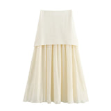 New Gold Button Knitted Vest Small Pleated Spliced Skirt Suit-Outfit