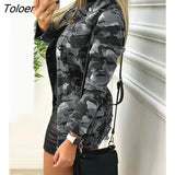 Fashion Turn Down Collar Camouflage Print Buttoned Pocket Design Coat Womens Autumn Long Sleeve Jackets Casual Ladies