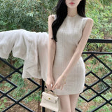 Warm Dress New Summer Body Sexy White Knitted Korean Version Of Waistless Sleeveless Bottom