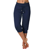 Women's Seven-Cent Pants, Leisure, Slim, High-Waisted Rope Pocket, Sports Pants, Fitness Training, Running Casual Pants-Outfit