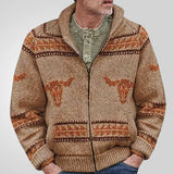 Men's Wear Bull's-Headed Zip Knitted Sweater Jacket Autumn/Winter Coarse Knit Sweater Men's