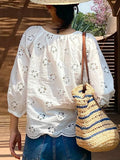 And Summer New French Embroidery Blank Shirt Women's Holiday T-Shirt Women's Small