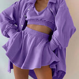 Rockmore Tracksuit Three Piece Set Women Oversize Hoodies Sweatshirt Sweatpants Joggers Short Pant Suits Femme Outfits