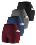 Women's High-Waisted Yoga Three-Point Belt Pocket Running Training Tight Quick-Dry Elastic Fitness Shorts-Outfit