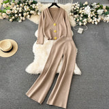 Small Fragrant Wind Two Sets Of Women's Autumn And Winter Knitted Jersey Jacket Sweater Casual