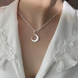 Galaxy Silver Pearl Necklace-Outfit