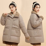 Maillard Down Cotton Jacket Female Winter 2024 New Loose Lamb Wool Collar Cotton-Padded Jacket And Thick Coat-Outfit