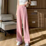 Toloer Leg Pants Women's Pants Down Loose High Waist Yellow Trousers Spring And Autumn Suit Narrow Version Straight Tube Casual Floor Trousers-Outfit