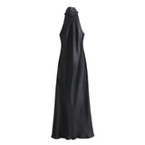 New Hanging Neck Silk Silk Texture Feel Bare Back Dress