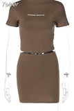 Two Piece Sets Womens Outfits T Shirt Crop Top And Mini Skirt Suit Streetwear Club Party Fit Slim Y2K Fashion Ladies