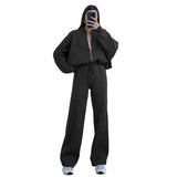 Toloer Women's Wear 2024 Autumn And Winter Suit New Fashion Solid Color Casual Loose Street Sports Hoodie Suit For