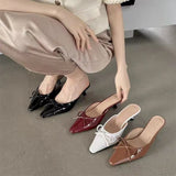 2025 New Bag Head Half Slippers French Fairy Style Mary Jane Shoes Dress Low Heel