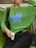 Star Pattern Semi Sheer Knit Top-Outfit