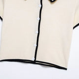 Homemade New Women's Dress Classic Short Sleeve Black Colling Colored Knitted Little Opening
