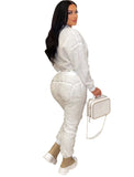 Winter Casual O-Neck Long Sleeves Solid Top And Pant 2 Piece