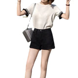 Toloer Waist Black Denim Shorts Female Summer Students Loose Thin A-Word Wide Leg Pants Hot Pants Korean Version