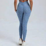 Toloer Tight Side Pocket V-Waist Yoga Pants No Embarrassment Line Peach Hip Fitness Hip Sweatpants-Outfit