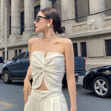 Toloer Fashion Street Summer Hot Style Design Feel Kink Fold Wrapped Chest Inside Sleeveless Vest Top-Outfit