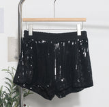 Shooting Babes Shiny Shiny Splicing Loose Waist Shorts Design Feel Thin Broad Leg Hot Pants