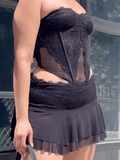 Lace Paneled Two Piece Set-Outfit