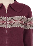 Vintage Polo Collar Zip Up Knit Cardigan-Outfit