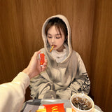 Mud Dyed Old Hooded Hoodie Sticker Oversize Couple With Open Shirt Zipper Handsome