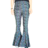 Dazzling Reflective Bell Bottoms Women Fashion Slim High Waist Wide Leg Trousers Nightclub Stage Sexy Women-Outfit