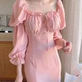 Toloer Chic Summer New Show Thin Temperament French Grandiflorum Tea Break Dress With Slit Dress-Outfit