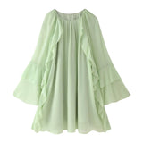 New Women's Dress In The Escape Princess Dress Gentle Chiffon Layer Lotus Leaf Side