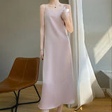 Acetate Silk Sling Dress Women Summer Loose Inside The Long Dress French Design Fairy Set Of