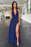 Women's New Hanging Neck V Tie Strap Bare Back Open Dress