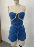 2025 New Fashion Sexy Pure Colored Navel Suede Suit Blouse Shorts
