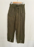 Loose High Waist Button Linen Trousers