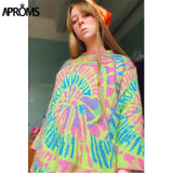 Aproms Elegant Multi Color Print Oversized Sweater Women 2021 Spring Stretch Knitted Pullovers Streetwear Fashion Loose