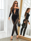 New Women's High-Needle High-Pin Tight-Waisted Lady Hollow Sexy Perspective Jumpsuit