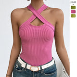 Women's Summer Fashion Printed Wave Dress With Sleeveless Backlace Sling Dress