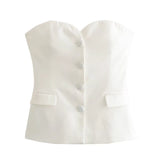 Women's Clothing 2025 Spring New Sexy 4 Color Tight Single-Breasted Breast Small Vest + Short Skirt