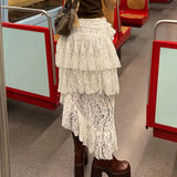 Toloer Design Feeling Girl Gentle Wind Short Skirt Summer New Style Lace Splicing Flower Adornment-Outfit