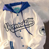 new autumn thin section American retro letter printing jackets coat women's street wild couple hooded baseball uniform