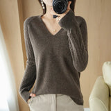 Toloer Out Makes Bottom Unlined Upper Garment Female Autumn Dong New Style Sweater Inside Jacket Long Sleeve Sets Foreign Style Slim V Gets Sweater Female-Outfit