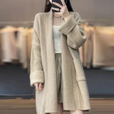 Long-Sleeved Sweater Coat Women Thicken Medium Long Chryse-Infrepeed Loose Lazy Knitted