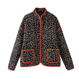Women's Clothing 2025 Autumn 11 Thin Cotton Clothes Printed Collar Double Pocket Cotton Jacket Loose