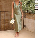 Women's New Sexy Deep V Bareback Fashion Long Skirt Hanging Dress Dress