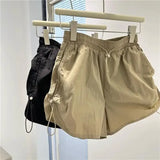 Shorts Women Summer Spicy Girl High Waist Loose A-line Versatile Wide Leg Drawstring Quick Dried Casual Short Pants-Outfit