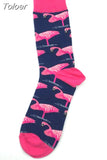 New Colorful Flamingo Cartoon Pattern Men Jacquard Happy Socks Ventilation Cotton Short Socks Male Autumn