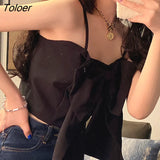 Women Summer Sexy Female Tops Bow Sleeveless All-match Simple Preppy Korean Style Vintage Elegant Soft Harajuku Chic