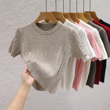 Sweater Woman 2025 Spring And Summer New T-Shirt High-End Design Sense With Knitted Shirt Pure Desire
